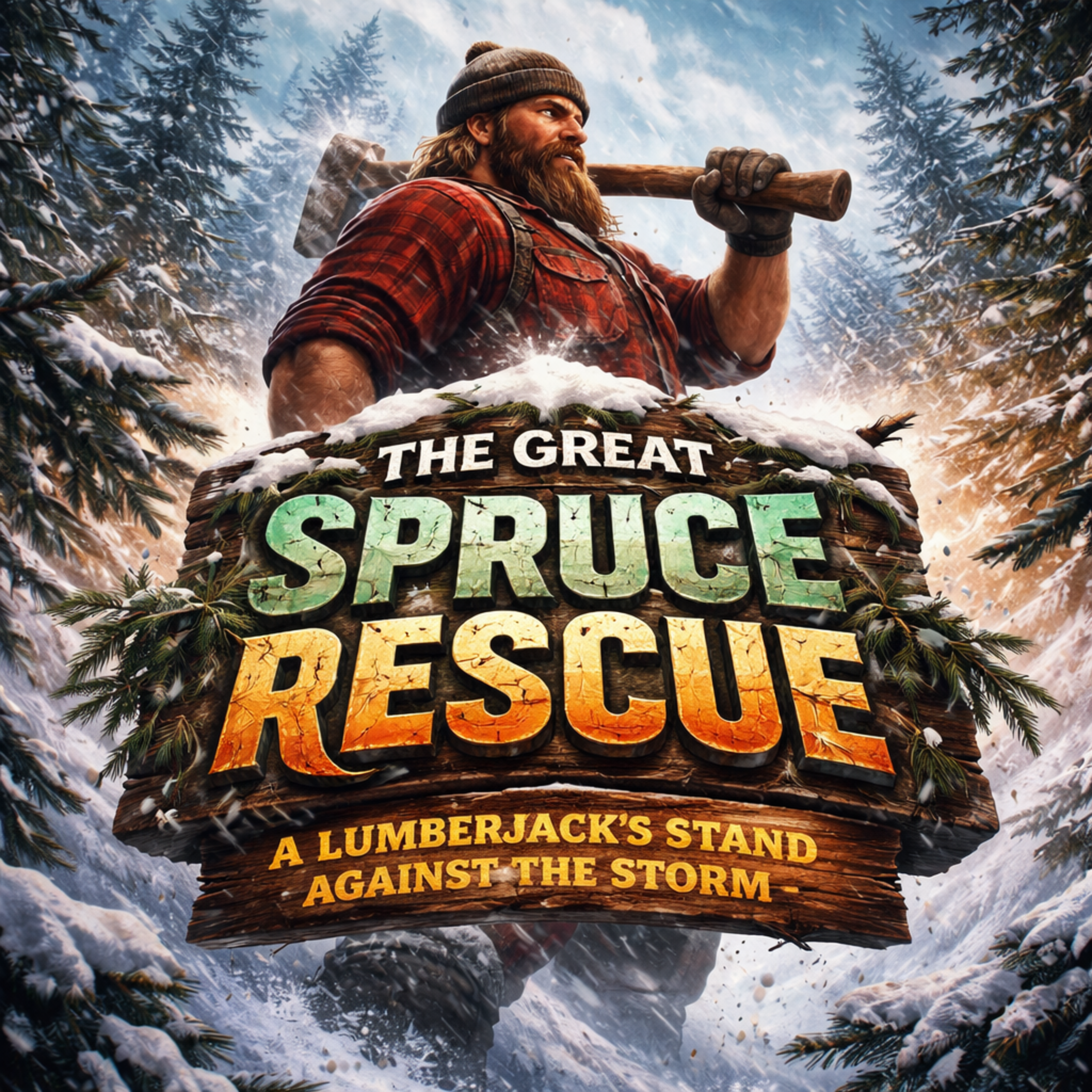 The Great Spruce Rescue: A Lumberjack's Stand Against the Storm