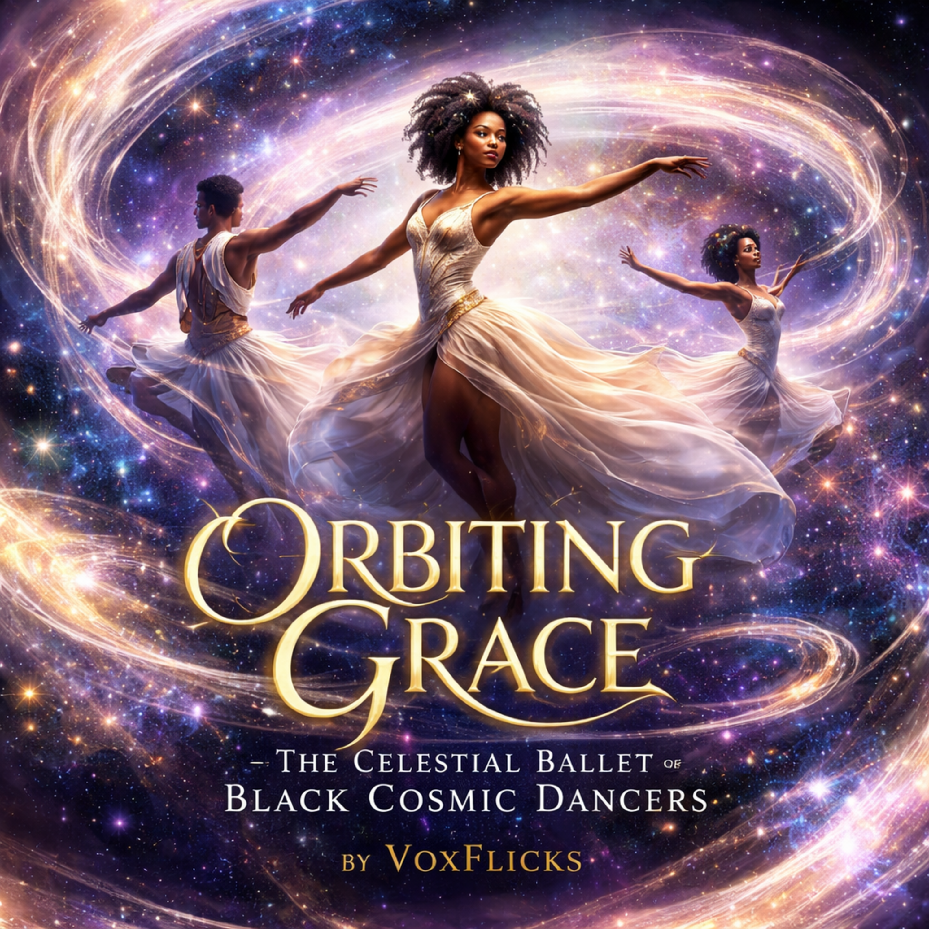Orbiting Grace: The Celestial Ballet of Black Cosmic Dancers